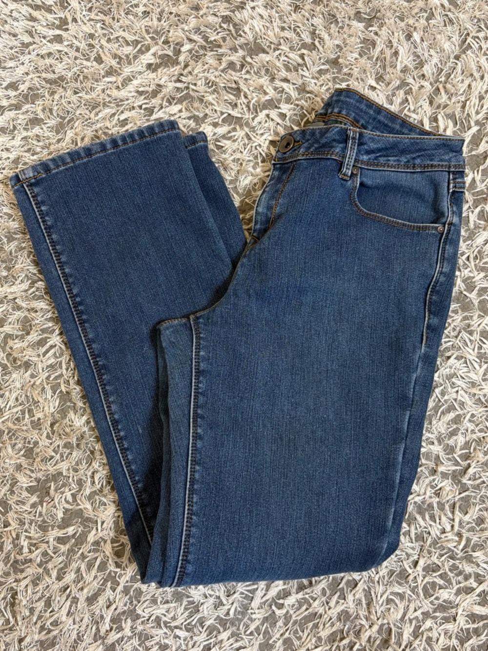 Natural Reflections Flannel Lined Straight Leg Jeans Womens Size 10 Dark Blue